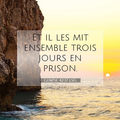 Picture 07 - Genèse 42:17 LSG - Et il les mit ensemble trois jours en - Bible Verse Picture