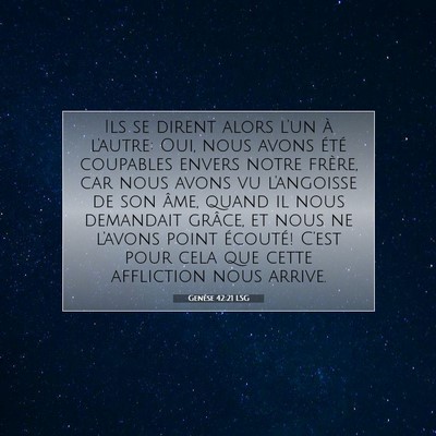 Picture 07 - Genèse 42:21 LSG - Ils se dirent alors l'un à l'autre: Oui, nous - Bible Verse Picture