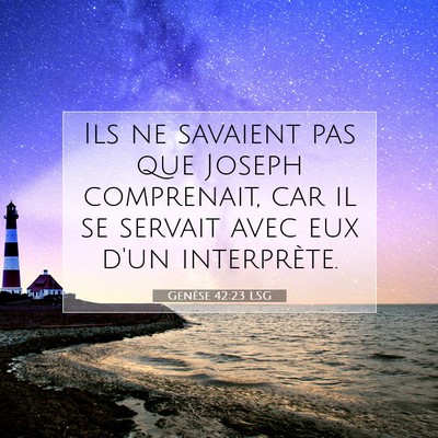 Picture 07 - Genèse 42:23 LSG - Ils ne savaient pas que Joseph comprenait, car il - Bible Verse Picture
