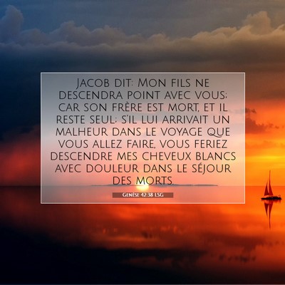 Picture 07 - Genèse 42:38 LSG - Jacob dit: Mon fils ne descendra point avec vous; - Bible Verse Picture