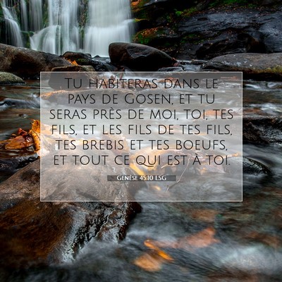 Picture 07 - Genèse 45:10 LSG - Tu habiteras dans le pays de Gosen, et tu seras - Bible Verse Picture
