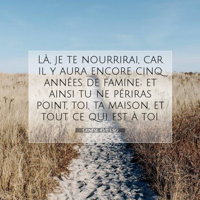 Picture 07 - Genèse 45:11 LSG - Là, je te nourrirai, car il y aura encore cinq - Bible Verse Picture