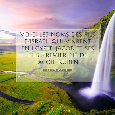 Picture 07 - Genèse 46:8 LSG - Voici les noms des fils d'Israël, qui vinrent en - Bible Verse Picture