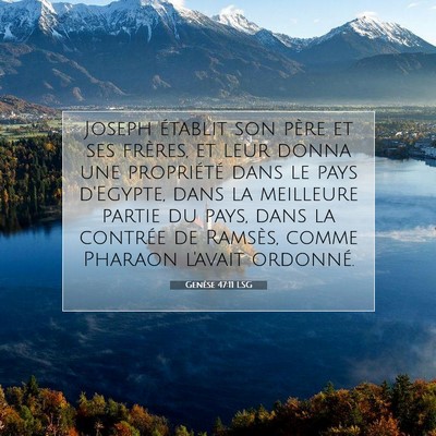 Picture 07 - Genèse 47:11 LSG - Joseph établit son père et ses frères, et leur - Bible Verse Picture
