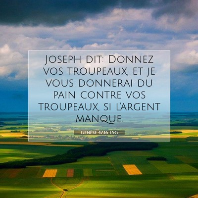 Picture 07 - Genèse 47:16 LSG - Joseph dit: Donnez vos troupeaux, et je vous - Bible Verse Picture