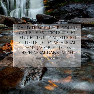Picture 07 - Genèse 49:7 LSG - Maudite soit leur colère, car elle est violente, - Bible Verse Picture