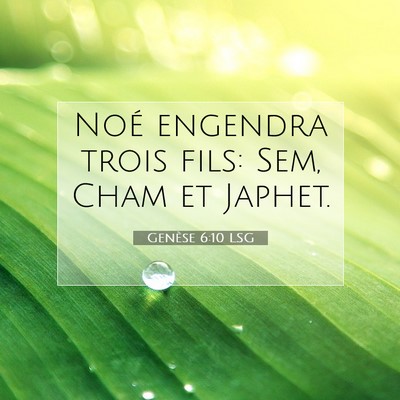 Picture 07 - Genèse 6:10 LSG - Noé engendra trois fils: Sem, Cham et - Bible Verse Picture