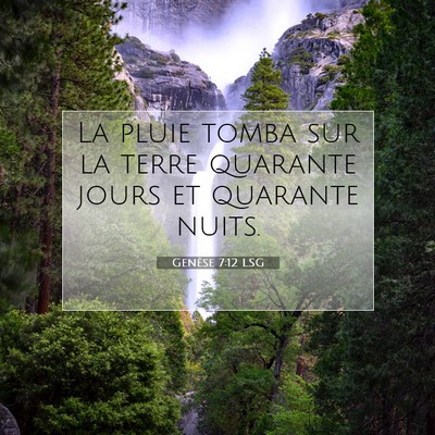 Picture 07 - Genèse 7:12 LSG - La pluie tomba sur la terre quarante jours et - Bible Verse Picture