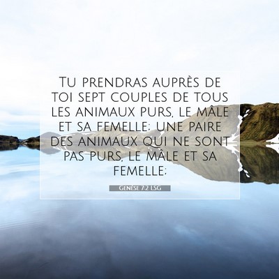 Picture 07 - Genèse 7:2 LSG - Tu prendras auprès de toi sept couples de tous - Bible Verse Picture