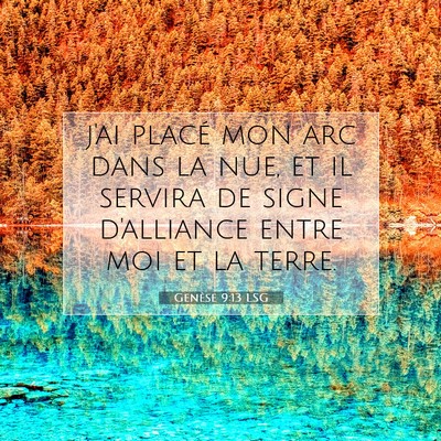 Picture 07 - Genèse 9:13 LSG - j'ai placé mon arc dans la nue, et il servira de - Bible Verse Picture