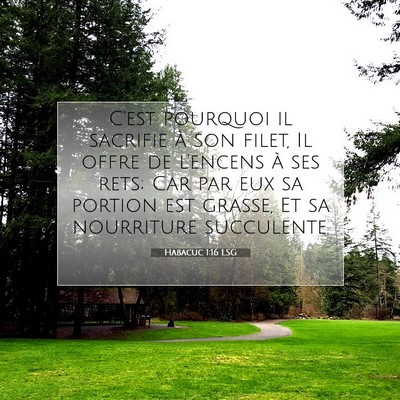 Picture 07 - Habacuc 1:16 LSG - C'est pourquoi il sacrifie à son filet, Il offre - Bible Verse Picture