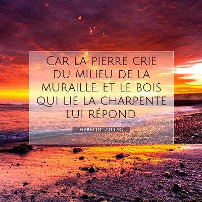 Picture 07 - Habacuc 2:11 LSG - Car la pierre crie du milieu de la muraille, Et - Bible Verse Picture