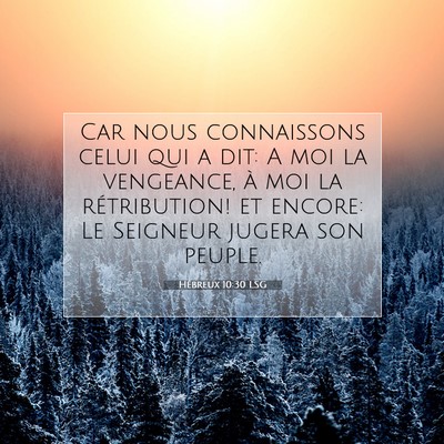 Picture 07 - Hébreux 10:30 LSG - Car nous connaissons celui qui a dit: A moi la - Bible Verse Picture