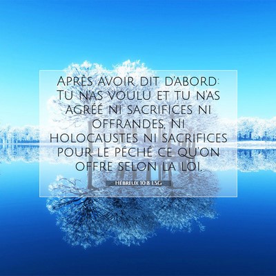 Picture 07 - Hébreux 10:8 LSG - Après avoir dit d'abord: Tu n'as voulu et tu - Bible Verse Picture