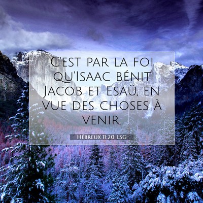 Picture 07 - Hébreux 11:20 LSG - C'est par la foi qu'Isaac bénit Jacob et Esaü, - Bible Verse Picture
