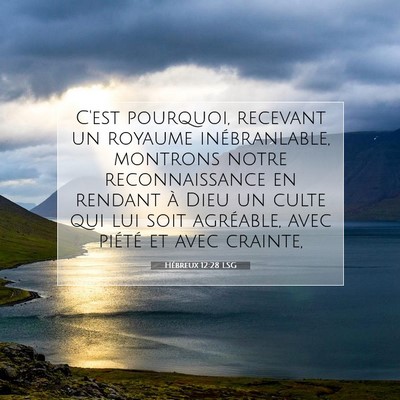Picture 07 - Hébreux 12:28 LSG - C'est pourquoi, recevant un royaume - Bible Verse Picture