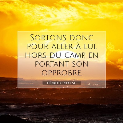 Picture 07 - Hébreux 13:13 LSG - Sortons donc pour aller à lui, hors du camp, en - Bible Verse Picture