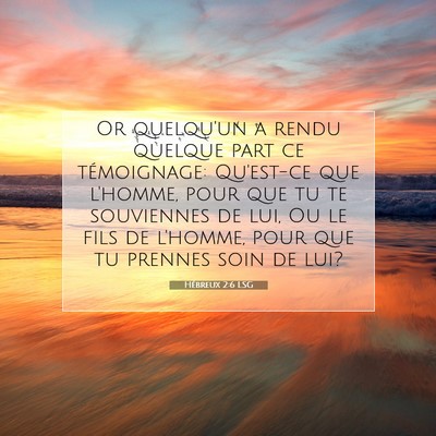Picture 07 - Hébreux 2:6 LSG - Or quelqu'un a rendu quelque part ce témoignage: - Bible Verse Picture