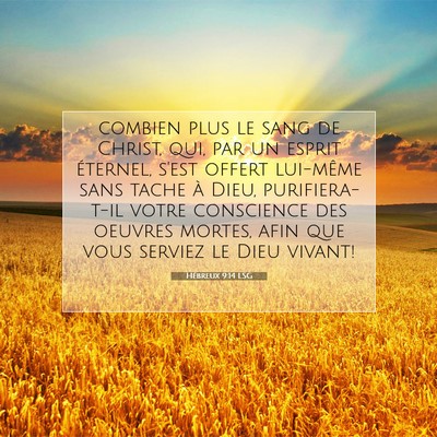 Picture 07 - Hébreux 9:14 LSG - combien plus le sang de Christ, qui, par un - Bible Verse Picture
