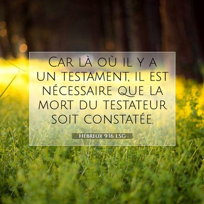 Picture 07 - Hébreux 9:16 LSG - Car là où il y a un testament, il est - Bible Verse Picture