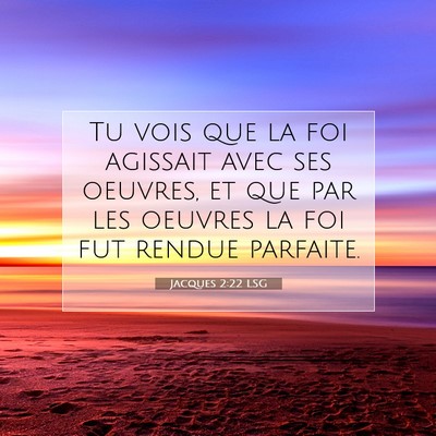 Picture 07 - Jacques 2:22 LSG - Tu vois que la foi agissait avec ses oeuvres, et - Bible Verse Picture