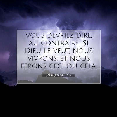Picture 07 - Jacques 4:15 LSG - Vous devriez dire, au contraire: Si Dieu le veut, - Bible Verse Picture
