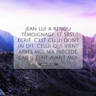 Picture 07 - Jean 1:15 LSG - Jean lui a rendu témoignage, et s'est écrié: - Bible Verse Picture