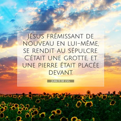 Picture 07 - Jean 11:38 LSG - Jésus frémissant de nouveau en lui-même, se - Bible Verse Picture