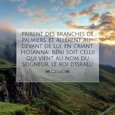 Picture 07 - Jean 12:13 LSG - prirent des branches de palmiers, et allèrent - Bible Verse Picture