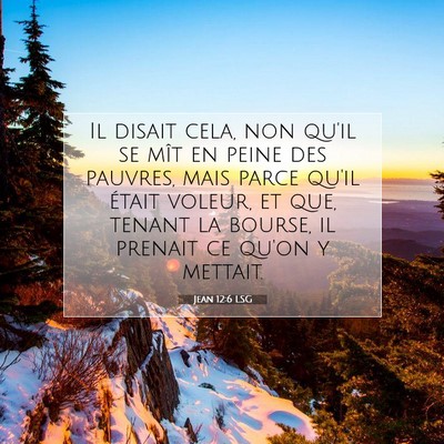 Picture 07 - Jean 12:6 LSG - Il disait cela, non qu'il se mît en peine des - Bible Verse Picture