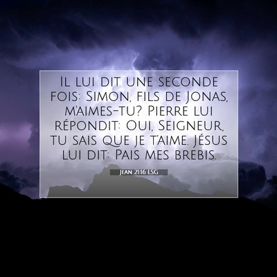 Picture 07 - Jean 21:16 LSG - Il lui dit une seconde fois: Simon, fils de - Bible Verse Picture