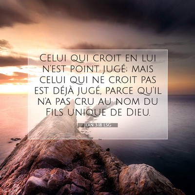 Picture 07 - Jean 3:18 LSG - Celui qui croit en lui n'est point jugé; mais - Bible Verse Picture