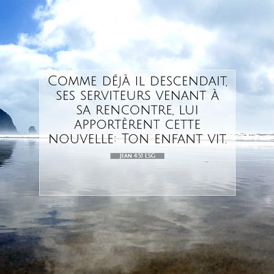 Picture 07 - Jean 4:51 LSG - Comme déjà il descendait, ses serviteurs venant - Bible Verse Picture