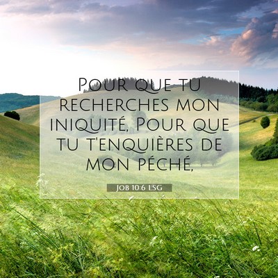 Picture 07 - Job 10:6 LSG - Pour que tu recherches mon iniquité, Pour que tu - Bible Verse Picture