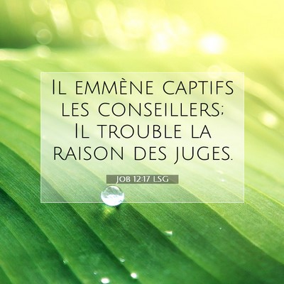 Picture 07 - Job 12:17 LSG - Il emmène captifs les conseillers; Il trouble la - Bible Verse Picture