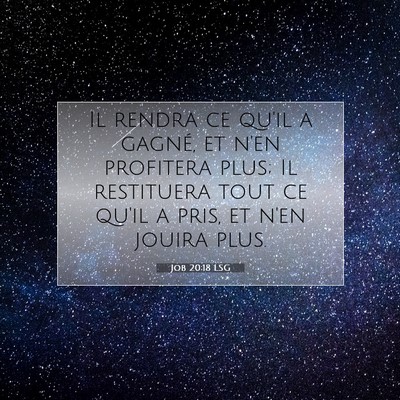 Picture 07 - Job 20:18 LSG - Il rendra ce qu'il a gagné, et n'en profitera - Bible Verse Picture