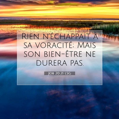 Picture 07 - Job 20:21 LSG - Rien n'échappait à sa voracité; Mais son - Bible Verse Picture