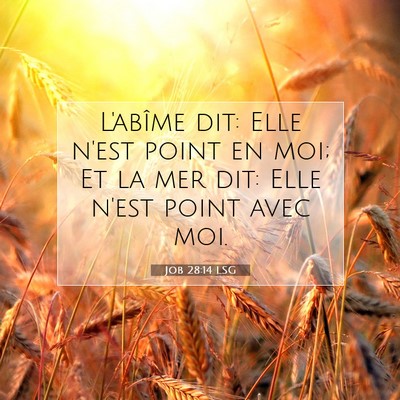 Picture 07 - Job 28:14 LSG - L'abîme dit: Elle n'est point en moi; Et la mer - Bible Verse Picture