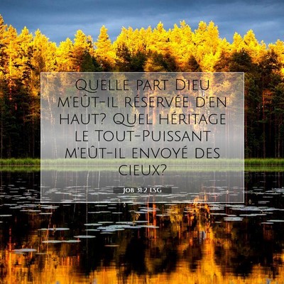 Picture 07 - Job 31:2 LSG - Quelle part Dieu m'eût-il réservée d'en haut? - Bible Verse Picture
