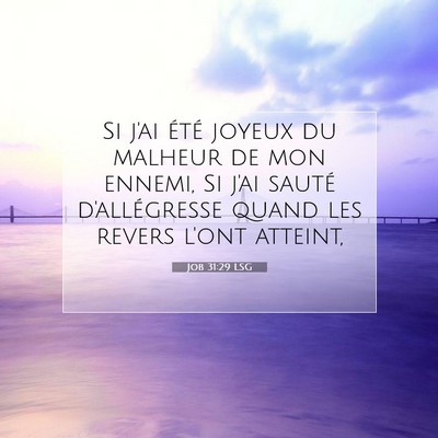 Picture 07 - Job 31:29 LSG - Si j'ai été joyeux du malheur de mon ennemi, Si - Bible Verse Picture