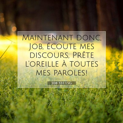 Picture 07 - Job 33:1 LSG - Maintenant donc, Job, écoute mes discours, - Bible Verse Picture