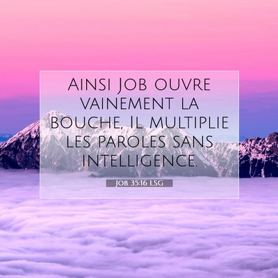 Picture 07 - Job 35:16 LSG - Ainsi Job ouvre vainement la bouche, Il multiplie - Bible Verse Picture