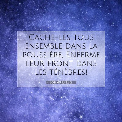 Picture 07 - Job 40:13 LSG - Cache-les tous ensemble dans la poussière, - Bible Verse Picture