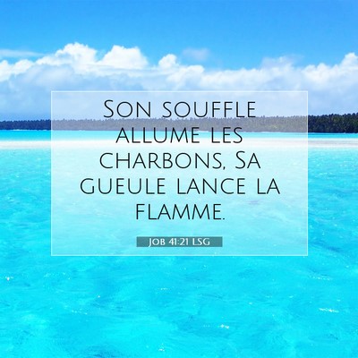 Picture 07 - Job 41:21 LSG - Son souffle allume les charbons, Sa gueule lance - Bible Verse Picture