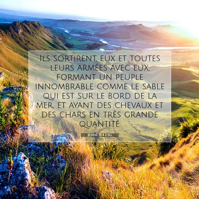 Picture 07 - Josué 11:4 LSG - Ils sortirent, eux et toutes leurs armées avec - Bible Verse Picture
