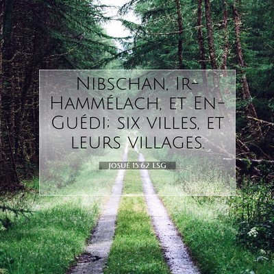 Picture 07 - Josué 15:62 LSG - Nibschan, Ir-Hammélach, et En-Guédi; six - Bible Verse Picture