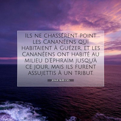 Picture 07 - Josué 16:10 LSG - Ils ne chassèrent point les Cananéens qui - Bible Verse Picture
