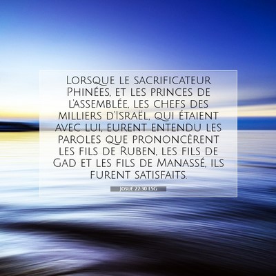 Picture 07 - Josué 22:30 LSG - Lorsque le sacrificateur Phinées, et les princes - Bible Verse Picture