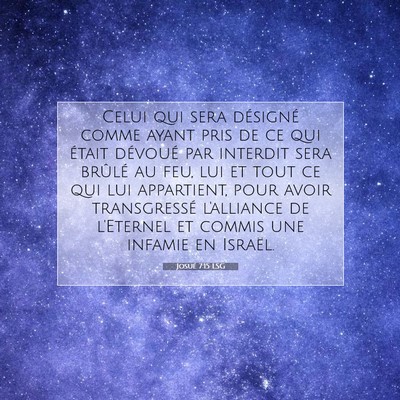 Picture 07 - Josué 7:15 LSG - Celui qui sera désigné comme ayant pris de ce - Bible Verse Picture