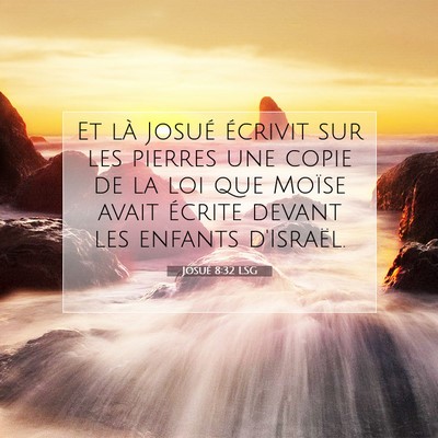 Picture 07 - Josué 8:32 LSG - Et là Josué écrivit sur les pierres une copie - Bible Verse Picture